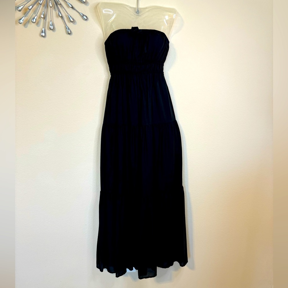 Black Cocktail Hour Strapless Tiered Maxi Dress Size Small NWT
